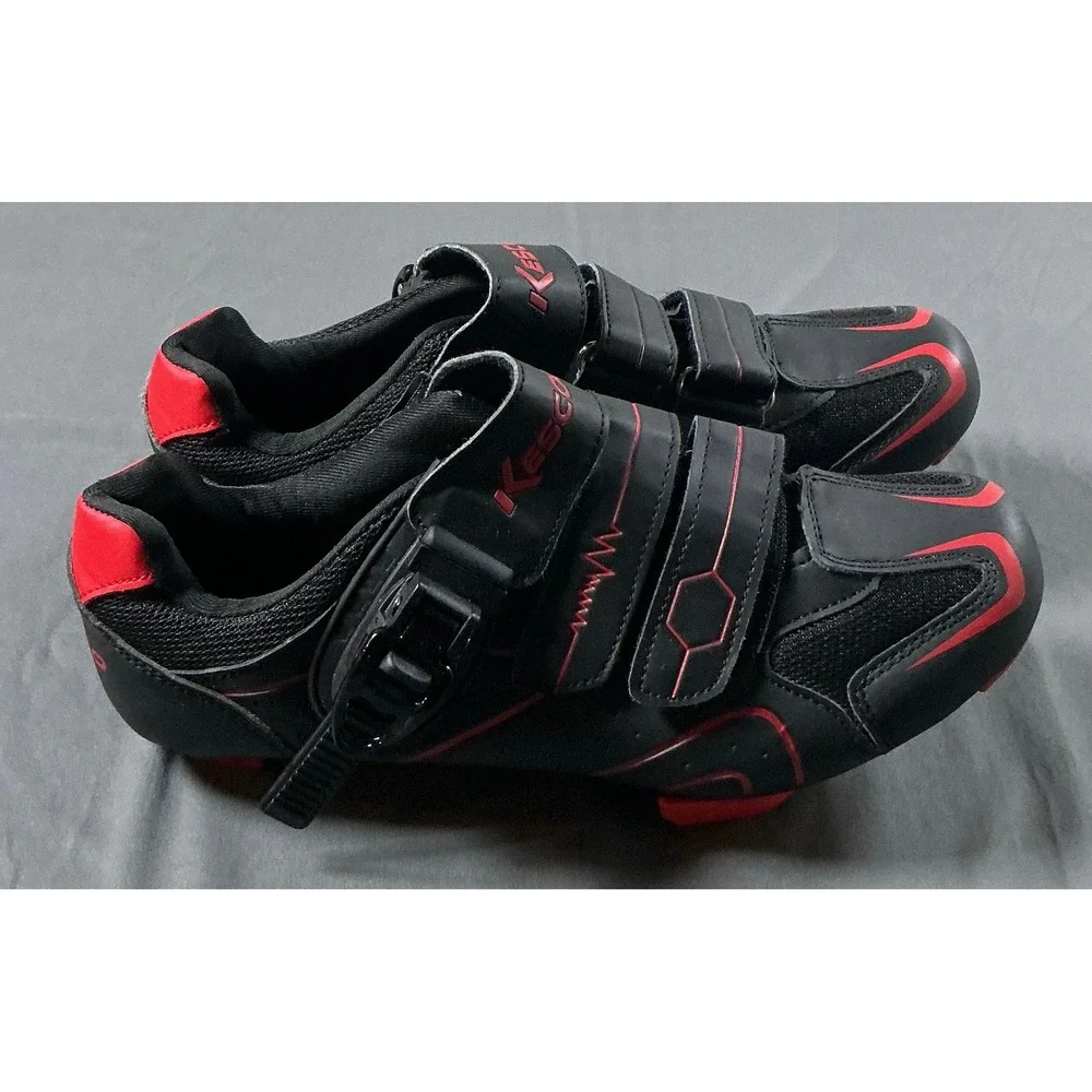 Kescoo Cycling Shoes Mens 7.5 Womens 9 Black Red Indoor Spin Road Bike Cleats 40